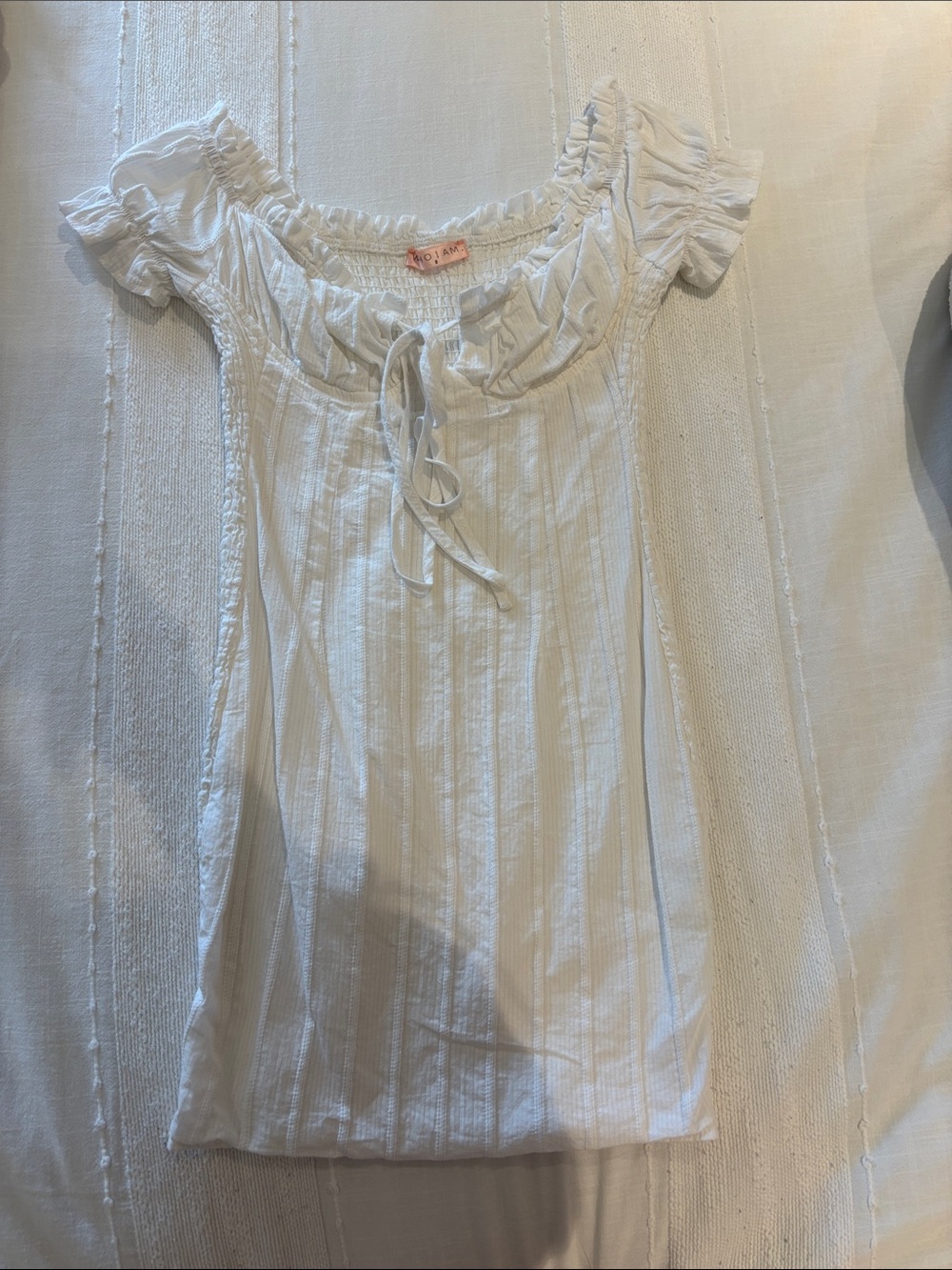 Kids White Ruffle-Neck Summer Dress